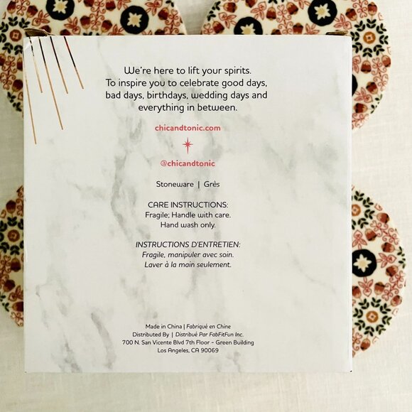 Chic and Tonic Stoneware Coasters Set Of 4 Round 4 Inch w/ Floral Pattern - Picture 3 of 7